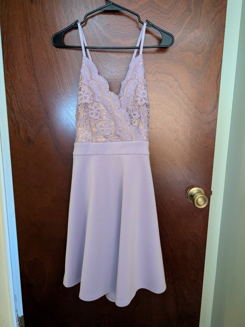 Francesca's Lavender Lace Bodice Skater Dress - Light Purple - Size Medium